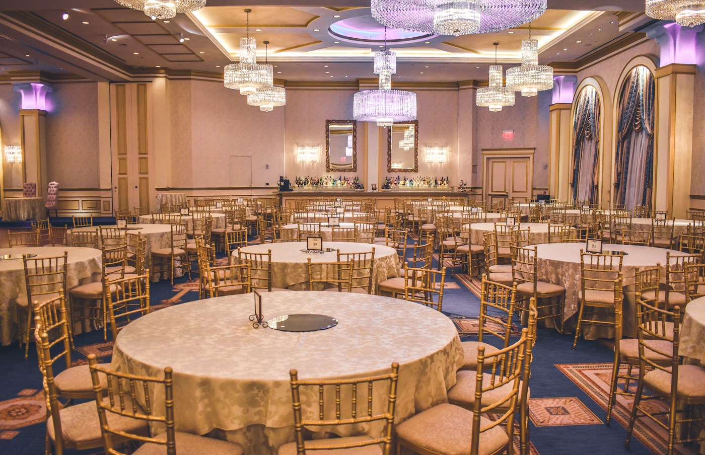An elegant reception room prepared for guests